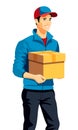 delivery man courier flat vector illustration Royalty Free Stock Photo