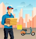 delivery man courier flat vector illustration Royalty Free Stock Photo