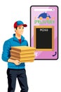 delivery man courier flat vector illustration Royalty Free Stock Photo