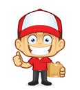Delivery man courier holding a box and giving thumbs up Royalty Free Stock Photo
