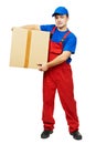 Delivery man courier with parcel cardboard box Royalty Free Stock Photo