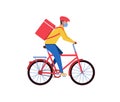 Delivery man courier riding a bike vector illustration