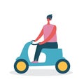 Delivery man courier worker riding scooter Royalty Free Stock Photo