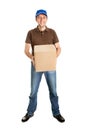 Delivery man holding package box Royalty Free Stock Photo