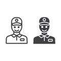 Delivery man line and glyph icon, logistic Royalty Free Stock Photo