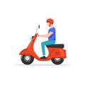 Delivery man motorbike logo icon. Scooter bike vector icon express free delivery Royalty Free Stock Photo