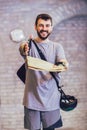 Delivery man package delivery at office Royalty Free Stock Photo