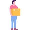 Delivery man with package vector postman icon