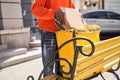 Delivery man preparing to giving package to customer