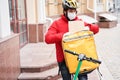 Delivery man preparing to giving package to customer