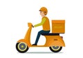 Delivery man riding motorcycle