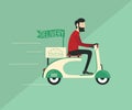 Delivery man riding scooter Royalty Free Stock Photo