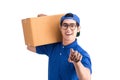Delivery man ring the bell Royalty Free Stock Photo