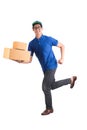 Delivery man running. Royalty Free Stock Photo