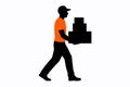 Delivery Man Silhouette Carrying Stacked Boxes, courier workforce concept Royalty Free Stock Photo