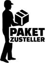 Delivery man silhouette with german job title