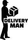 Delivery man silhouette with job title