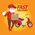 Delivery Man Thumb Up Pose in Red Uniform Royalty Free Stock Photo