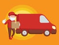 Delivery Man Thumb Up in Red Royalty Free Stock Photo