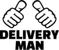 Delivery man with thumbs. T-Shirt Design.