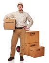 Delivery man on white Royalty Free Stock Photo