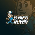 Delivery mascot logo design vector with modern illustration concept style for badge, emblem and t shirt printing. fast delivery