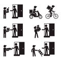 Delivery men icon set. Vector.