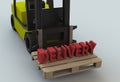 DELIVERY, message on wooden pillet with forklift truck