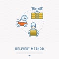 Delivery methods of pizza Royalty Free Stock Photo