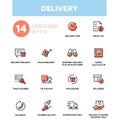 Delivery - modern vector single line icons set