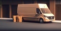 delivery or movers service van full of cardboard boxes for fast delivery Royalty Free Stock Photo