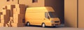 delivery or movers service van full of cardboard boxes for fast delivery Royalty Free Stock Photo