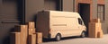 delivery or movers service van full of cardboard boxes for fast delivery Royalty Free Stock Photo