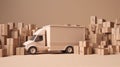 Delivery or movers service van full of cardboard boxes for fast delivery and logistic shipments concepts with empty Royalty Free Stock Photo