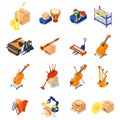 Delivery musical instrument icons set, isometric style Royalty Free Stock Photo