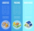 Delivery packing and warehouse logistics set Royalty Free Stock Photo