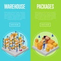 Delivery packing and warehouse management set Royalty Free Stock Photo