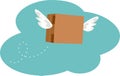 Delivery Parcel Box with Wings Flying to Destination Vector Cartoon