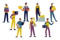 Delivery people set in flat character design for web. Vector illustration.