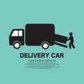 Delivery Person is Carrying the Goods Out of the Delivery Truck Black Icon Symbol