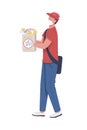 Delivery person with medicine package semi flat color vector character