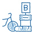 delivery point bike sharing services doodle icon hand drawn illustration