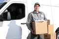 Delivery postal service man. Royalty Free Stock Photo