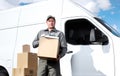 Delivery postal service man. Royalty Free Stock Photo