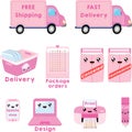 Delivery and printer clipart, free shipping clipart, canceled, rescheduled