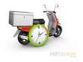 Delivery ride scooter motorcycle service, Order, Fast and Free Transport, 3d Illustration