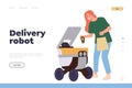 Delivery robot online service lading page design template offering fast safe food shipment