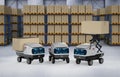 Delivery robots carry boxes Royalty Free Stock Photo