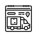 delivery scheduling logistic manager line icon vector illustration