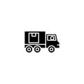 Delivery service black icon concept. Delivery service flat vector symbol, sign, illustration. Royalty Free Stock Photo